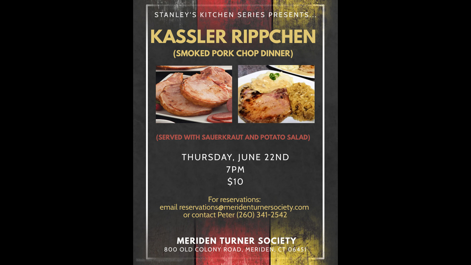 Kassler Ribchen (Smoked Pork Chop) Dinner at Meriden Turner Halle ...