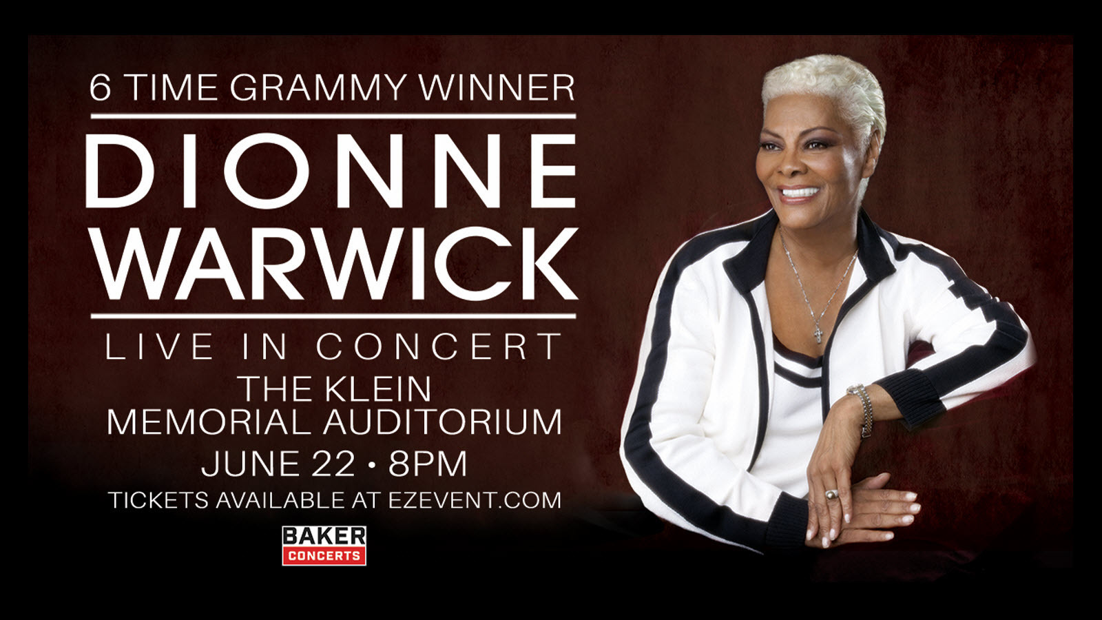 Dionne Warwick on June 22nd in Bridgeport, CT at The Klein Memorial